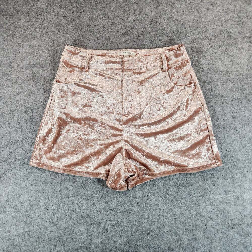 Honey Punch Pink Crushed Velvet Shorts Size Medium